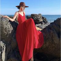 Gambar Dress Merah red Beachwear baju Pantai Wanita wanita premium Fashion Import Murah Bali Maxi D0490 - S dari HLbeachwear Bali undefined 2 Tokopedia