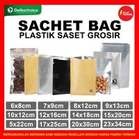 Gambar PLASTIK SACHET SASET ALUMUNIUM FOIL KEMASAN KOPI / SNACK DELKOCHOICE - 7CM X 9CM, FULL ALU BLACK dari kilat packing undefined 1 Tokopedia
