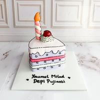 Gambar Kue Ulang Tahun/Birthday Cake Slice/Cartoon Slice Cake Pink/Kue Birthday Jakarta dari Stelette Cake_NEW undefined 3 Tokopedia