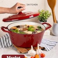 Gambar [READY STOK] SKITCHEN AURORA DUTCH OVEN 24CM ENAMELED CAST IRON PANCI ENAMEL BESI COR SAUCE POT CASSEROLE - Putih dari derstoreee undefined 2 Tokopedia