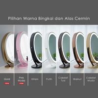 Gambar Cermin Rias Bulat | Make Up Duduk Lampu LED Diemeter 40cm 50 cm 60 cm | kaca cermin - Pink muda, 60cm dari Raja Grosir indo_NEW undefined 2 Tokopedia