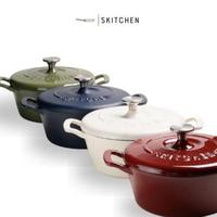 Gambar [READY STOK] SKITCHEN AURORA DUTCH OVEN 24CM ENAMELED CAST IRON PANCI ENAMEL BESI COR SAUCE POT CASSEROLE - Putih dari derstoreee undefined 1 Tokopedia