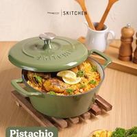 Gambar [READY STOK] SKITCHEN AURORA DUTCH OVEN 24CM ENAMELED CAST IRON PANCI ENAMEL BESI COR SAUCE POT CASSEROLE - Putih dari derstoreee undefined 4 Tokopedia