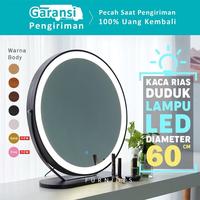 Gambar Cermin Rias Bulat | Make Up Duduk Lampu LED Diemeter 40cm 50 cm 60 cm | kaca cermin - Pink muda, 60cm dari Raja Grosir indo_NEW undefined 1 Tokopedia