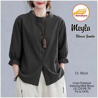 Gambar Meyla Blouse Wanita by Aliyah Hijab Polos Kerah Shanghai Lengan 3/4 - Black, L dari Edelweishop undefined 3 Tokopedia