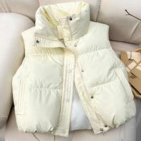 Gambar Po Heliar Women Warm Casual Solid Sleeveless Vest Coat Mock Neck Thicken Jacket Buttons Up Loose Women Down Jacket Autumn Winter - WHITE, XL dari smart fashione undefined 3 Tokopedia