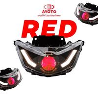 Gambar HEADLAMP REFLEKTOR KOMPLIT ASSY FULL SET BEAT DELUXE BILED PROJECTOR 2INCHI 40WATT AYOTO PLUG AND PLAY PREMIUM FREE SAKLAR 3STEP - DEMON MERAH dari RODAMASOFFICIAL undefined 3 Tokopedia