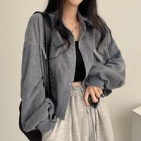 Gambar Jaket Corduroy Wanita Outer Crop Jacket Kemeja Cewek Korean Retro Style Vintage - Hitam dari Fashionielo undefined 1 Tokopedia