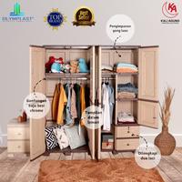 Gambar LEMARI MINIMALIS / LEMARI PAKAIAN PLASTIK /  LEMARI 4 PINTU / OLYMPIC / OLYMPLAST / OTC WOOD 4P dari Kali Agung undefined 2 Tokopedia