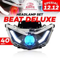 Gambar HEADLAMP REFLEKTOR KOMPLIT ASSY FULL SET BEAT DELUXE BILED PROJECTOR 2INCHI 40WATT AYOTO PLUG AND PLAY PREMIUM FREE SAKLAR 3STEP - DEMON MERAH dari RODAMASOFFICIAL undefined 1 Tokopedia