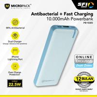 Gambar Micropack Anti Bacterial Powerbank 10000mAh 22.5W Fast Charging PD QC - Biru Muda dari Micropack Indonesia undefined 2 Tokopedia