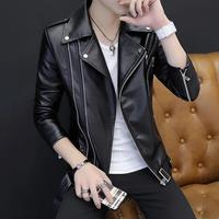 Gambar New Men's Leather Jacket, Handsome and Personalized Red Leather Jacket, Fashionable and Versatile Rivet Motorcycle Style Jacket, Red White Black Lapel Top - WHITE, XXL--65-73kg dari Toko Tigak undefined 2 Tokopedia