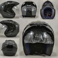 Gambar HELM DOUBLE VISOR POLOS BLACK DOFF HALF FACE SNI Kaca Motorcycle - Hitam Glossy dari Anugerah Sejahtera Helmet undefined 3 Tokopedia