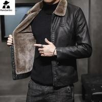 Gambar Autumn and Winter Leather Jacket Men's Business Thickened Faux Fur Collar Windproof Warm PU Coat Men's Brand Motorcycle Jacket - coffee, XL -64 to 69kg dari Toko Tigak undefined 1 Tokopedia