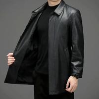 Gambar Medium Length Genuine Leather Jacket for Men Winter Plus Warm Jackets Men's Loose Casual Coats 7XL Chaqueta Hombre CJK - Black, 190 for 90-95kg dari Toko Tigak undefined 4 Tokopedia