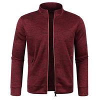 Gambar Autumn Winter Men's Jacket Coat Stand Collar Zipper Jackets Man Slim Fleece Jacket Thick Cardigan Warm Knit Sweater Men Clothing - black, M dari Toko Tigak undefined 4 Tokopedia