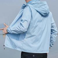 Gambar Outdoor Ultra-thin Jacket Men's Summer Waterproof Ice Silk Quick-drying Skin Windbreaker Casual Camping Sunscreen Hooded Coat - GRAY, XXXL dari Toko Tigak undefined 2 Tokopedia