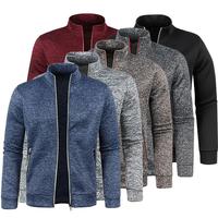 Gambar Autumn Winter Men's Jacket Coat Stand Collar Zipper Jackets Man Slim Fleece Jacket Thick Cardigan Warm Knit Sweater Men Clothing - black, M dari Toko Tigak undefined 1 Tokopedia
