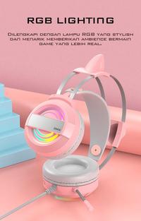 Gambar GAMEN Headphone Gaming Cat Ear GH1100 Pink LED RGB Lucu Imut dari pingandpong undefined 2 Tokopedia
