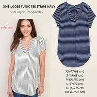 Gambar Kaos Lengan Pendek Wanita Murah Loose Tunic Tee Stripe Navy/ White - L dari Bosshoppingsid undefined 1 Tokopedia