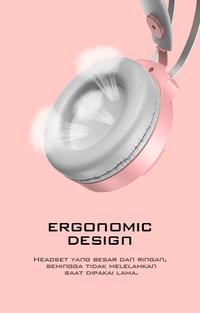 Gambar GAMEN Headphone Gaming Cat Ear GH1100 Pink LED RGB Lucu Imut dari pingandpong undefined 4 Tokopedia