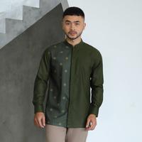 Gambar Baju Koko Kurta Muslim Lengan Panjang Motif Batik Original Saviq - Hitam, M dari hayyin moslem wear undefined 4 Tokopedia
