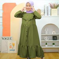 Gambar GAMIS ANAK PEREMPUAN MODEL ALFIRA 3-12 TAHUN - Hijau Army, 3-4 tahun dari Lapak Pakaian Anak undefined 2 Tokopedia