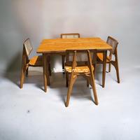 Gambar Set Kursi Makan Rotan - Set Kursi Cafe Kayu Jati 4 Kursi - Meja Makan - Finishing dari Jennaira Furniture undefined 1 Tokopedia