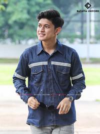 Gambar Kemeja Wearpack Jeans Safety K3 Lengan Panjang Warna Jeans Denim - Hitam, L dari Bataviauniformofficial undefined 4 Tokopedia
