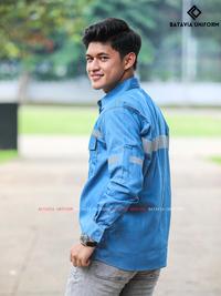 Gambar Kemeja Wearpack Jeans Safety K3 Lengan Panjang Warna Blue Jeans - Light Blue, XL dari Bataviauniformofficial undefined 4 Tokopedia