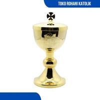 Gambar SIBORI TEMPAT HOSTI KATOLIK (LAPIS EMAS) / PERALATAN MISA KUNINGAN - DIAMETER 8 CM dari IMAN KATOLIK undefined 2 Tokopedia