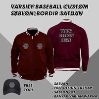 Gambar JAKET VARSITY Zipper Design bebas costum sablon & Bordir free topi - sablon, 3XL dari faiziolshop undefined 4 Tokopedia
