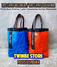 Gambar Tas Belanja Lipat Goodie Bag Custom / Tas Lipat Terpal Suvenir Pernikahan - P-Merah, Logo Custom dari Twin Be Store undefined 1 Tokopedia