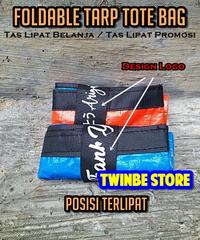 Gambar Tas Belanja Lipat Goodie Bag Custom / Tas Lipat Terpal Suvenir Pernikahan - P-Merah, Logo Custom dari Twin Be Store undefined 2 Tokopedia