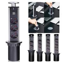 Gambar Stop Kontak Pop Up Tanam Meja Colokan Listrik Soket Kantor Dapur + USB - Hitam, 4 Port dari Club 8 undefined 1 Tokopedia