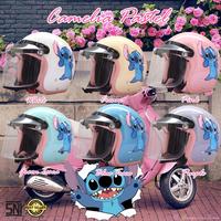 Gambar HELM BOGO CAMELIA PASTEL DEWASA KARAKTER STITCH KACA DATAR BENING - Putih dari RVM BERKAH HELMETS undefined 1 Tokopedia