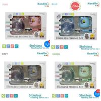 Gambar KANDILA Stainless Feeding Set KDL033-2 Alat Makan MPASI Kado Gif Bayi - Biru Muda dari Pumpkin Babies undefined 2 Tokopedia
