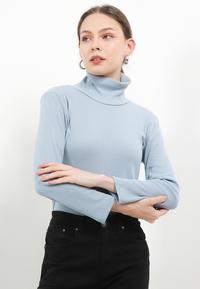 Gambar LLACES Clothing -Cardigan Wanita- Rib Knit Turtleneck Top - GreyBlue - S dari LLACES Clothing undefined 1 Tokopedia