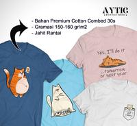 Gambar Kaos Aytig LAZY CAT | Tshirt Gambar Kucing Lucu Kata Kata Pria Wanita - Baby Blue, M dari aytig undefined 4 Tokopedia