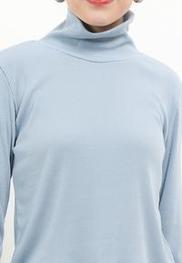 Gambar LLACES Clothing -Cardigan Wanita- Rib Knit Turtleneck Top - GreyBlue - S dari LLACES Clothing undefined 4 Tokopedia