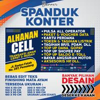 Gambar SPANDUK KONTER PULSA, BANNER KONTER PULSA, SPANDUK COUNTER CUSTOM - DESIGN 005, 180 x 90 cm dari Parallel Screen Printing undefined 1 Tokopedia