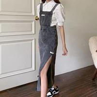 Gambar Overalls Rok Denim Belahan - ash black, XXL dari FujiyamaOrchid_NEW undefined 1 Tokopedia