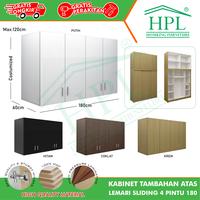Gambar Lemari Pakaian HPL Sliding Door 4 Pintu Striping + Cermin 2 Pintu - Putih/Hitam1 dari HOMKING Furniture undefined 3 Tokopedia