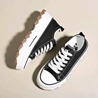 Gambar Sepatu Sneakers Kanvas Wanita Hitam & Putih  Sz 27-41 Tinggi Sol 4,5cm dari Hanan Bags & Shoes Reborn undefined 3 Tokopedia