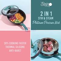 Gambar Steincookware Wokpan Presto Platinum Pressure 32cm + Steamer Stainless - WOK GREEN dari SHMART ELECTRONIC undefined 3 Tokopedia
