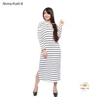 Gambar Tunik Kaos belang stripe Oversize Wanita Lengan Panjang - Nirma - Putih B, XL dari Kinaan Boutique undefined 2 Tokopedia