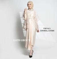 Gambar [FREYA] Dress Wanita Model Kaftan Kombinasi Outer Brukat Payet Premium - Nude, Inner XXL dari Freya's General Goods undefined 3 Tokopedia