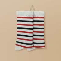 Gambar No. G30 Kaos Kaki Oldschool Motif Garis Merah Hitam Putih dari kkausku undefined 4 Tokopedia