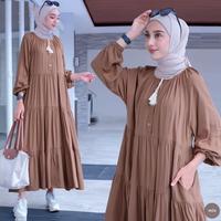Gambar Midi Dress baju santai terusan wanita remaja casual coklat polos - Milo, all size dari Mister big store undefined 1 Tokopedia