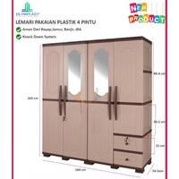 Gambar Lemari Pakaian Baju Plastik Olymplast 4 Pintu 4P Wood BAGUS, JUMBO dari Fantech Store undefined 1 Tokopedia